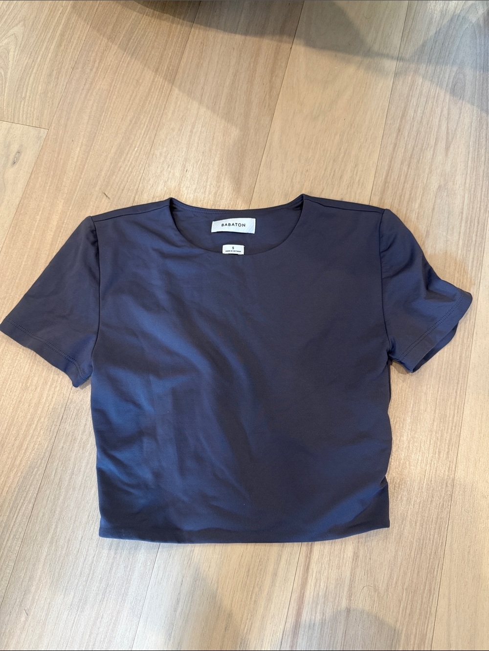 Babaton Navy Cropped Crewneck Tee